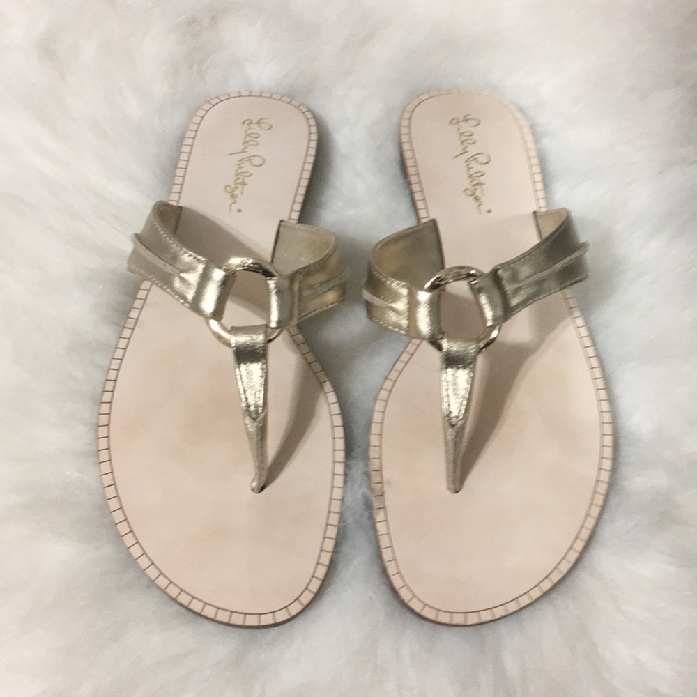 Lilly Pulitzer Gold sandals!